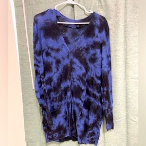 Torrid Blue Tie Dye Button Up Boyfriend Cardigan